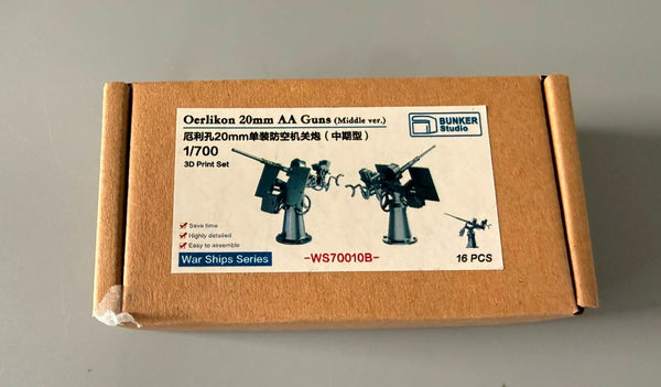 Bunker Studio 1/700 Oerlikon 20mm AA Guns Middle Version 3D Print Set WS70010B