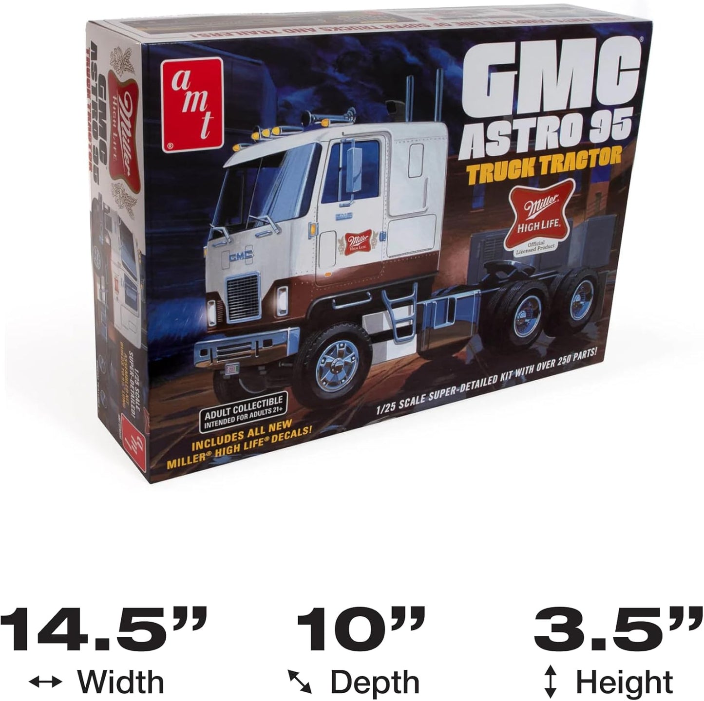 AMT GMC Astro 95 Semi Tractor "Miller Brewing" Plastic Model Kit 1:25 Scale