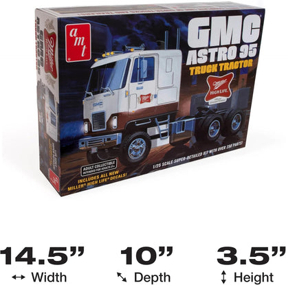 AMT GMC Astro 95 Semi Tractor "Miller Brewing" Plastic Model Kit 1:25 Scale