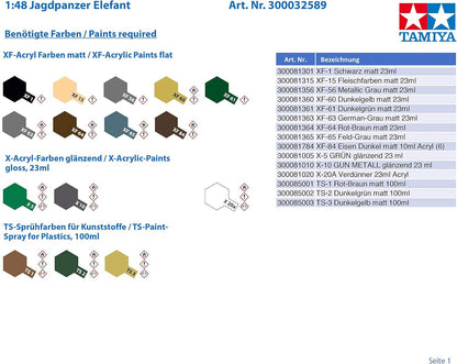 Tamiya German Heavy Tank Destroyer Elefant Plastic Model Kit 1:48 Scale