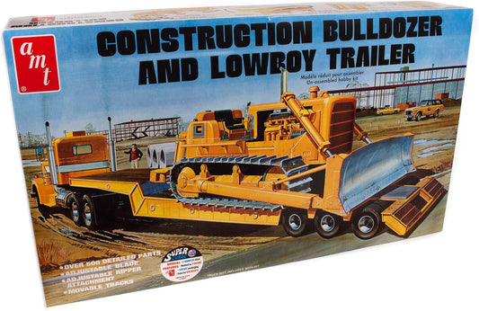 AMT Lowboy Trailer and Caterpillar Bulldozer Model Kit 1:25 Scale