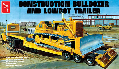 AMT Lowboy Trailer and Caterpillar Bulldozer Model Kit 1:25 Scale