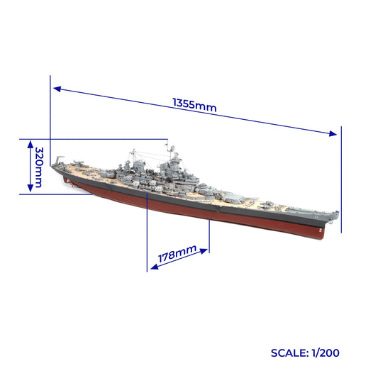 Occre USS Missouri BB-63 Wooden Ship Model Kit, 1:200 Scale (1944)
