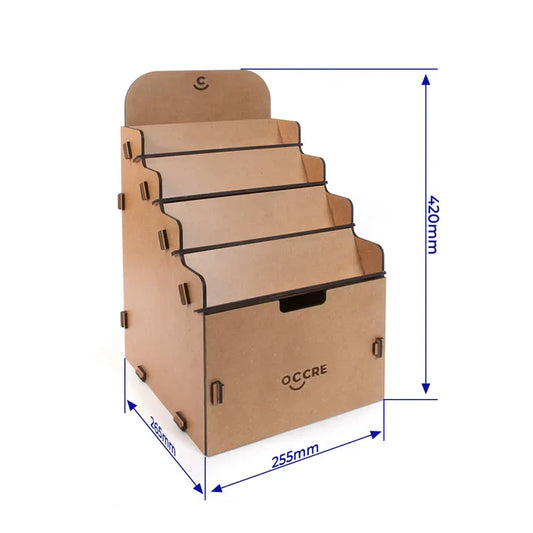 Side view of OcCre wooden paint bottle organizer