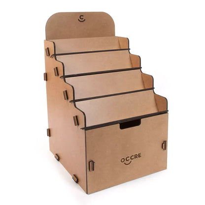 Rear view of OcCre tiered wooden paint storage stand