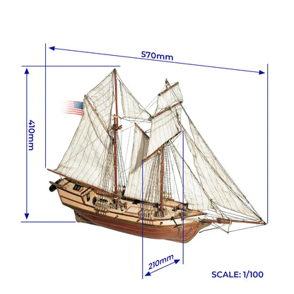 OcCre Albatros 12500 wooden ship model kit 1:100 scale schooner model measures