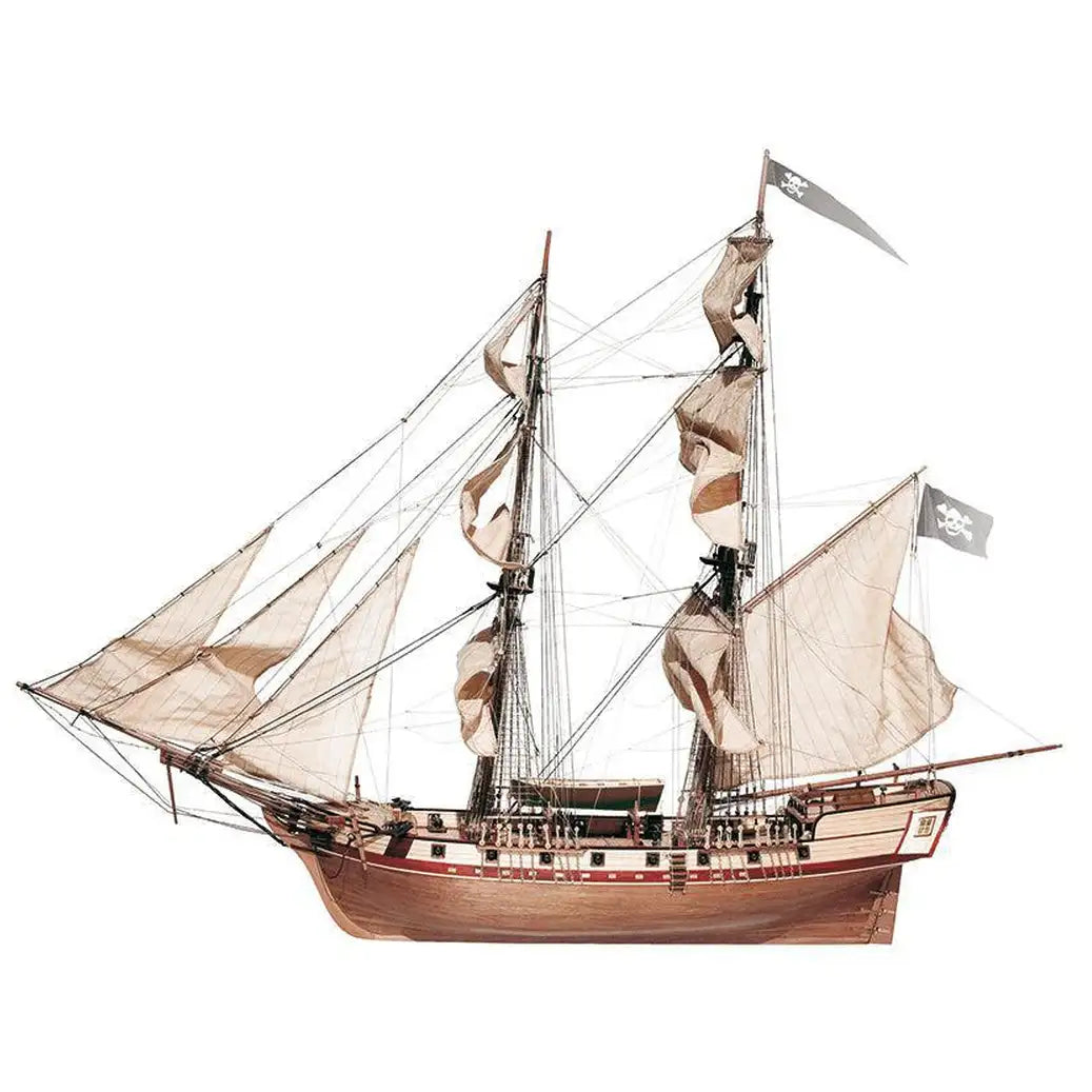 OcCre Corsair wooden pirate ship model kit 1:80 scale, completed sailing vessel