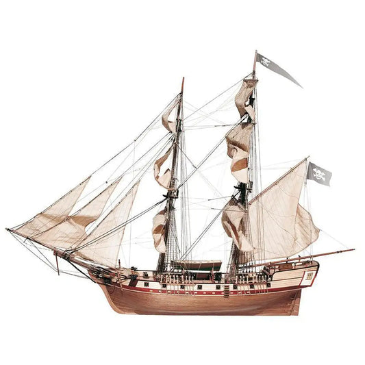 OcCre Corsair wooden pirate ship model kit 1:80 scale, completed sailing vessel